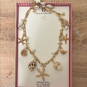 House of Harlow 1960 Gold and Cream Shell Necklace